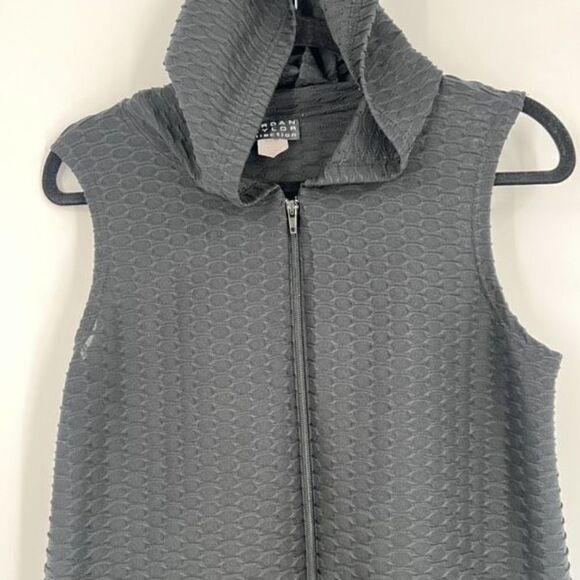 Jordan Taylor Womens Waffle Knit Sleeveless Hooded Swim Cover-Up Black Sz Medium - Picture 9 of 10